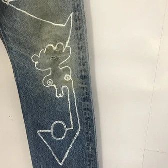 Levi's Vintage Clothing 💣OFFER Vtg LEVI’S 501 Custom Street Art Blue Denim Jeans Size US 34 / EU 50 - 4 Thumbnail