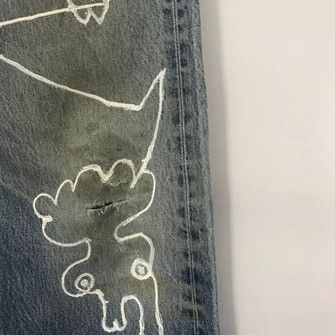 Levi's Vintage Clothing 💣OFFER Vtg LEVI’S 501 Custom Street Art Blue Denim Jeans Size US 34 / EU 50 - 5 Thumbnail