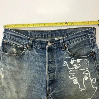 Levi's Vintage Clothing 💣OFFER Vtg LEVI’S 501 Custom Street Art Blue Denim Jeans Size US 34 / EU 50 - 9 Thumbnail
