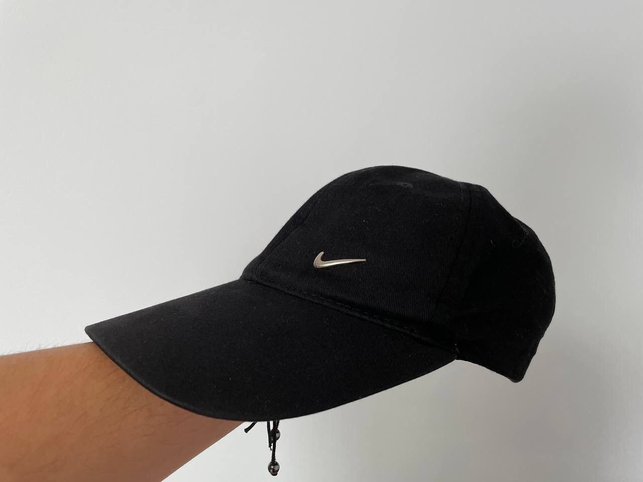 Nike × Vintage Vintage Nike Black Cap Hat Metal Swoosh Logo Y2K Rare Item Size ONE SIZE - 1 Thumbnail