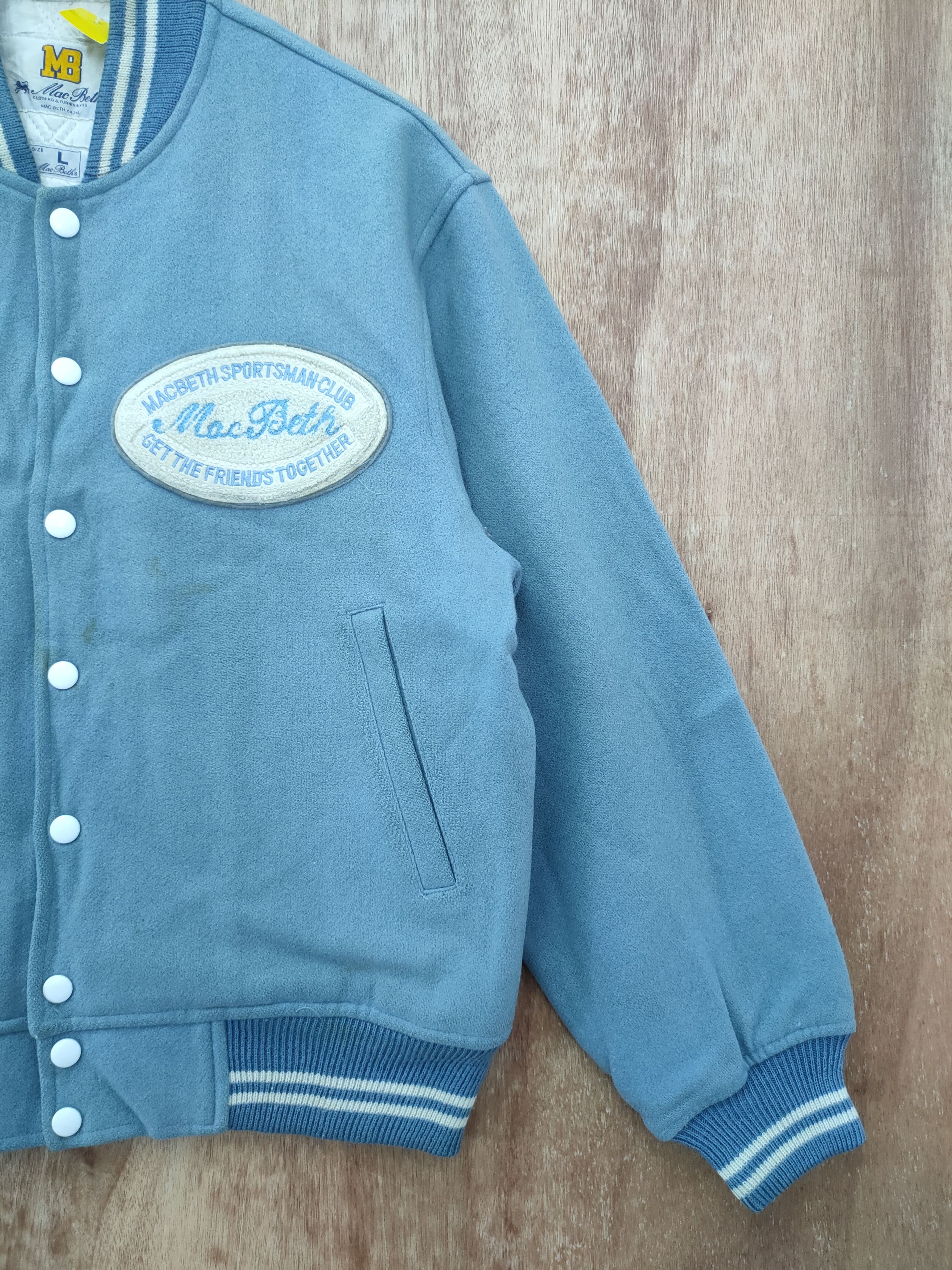 Macbeth MacBeth light blue wool varsity vintage jacket #4098 DLAL Size US L / EU 52-54 / 3 - 3 Thumbnail