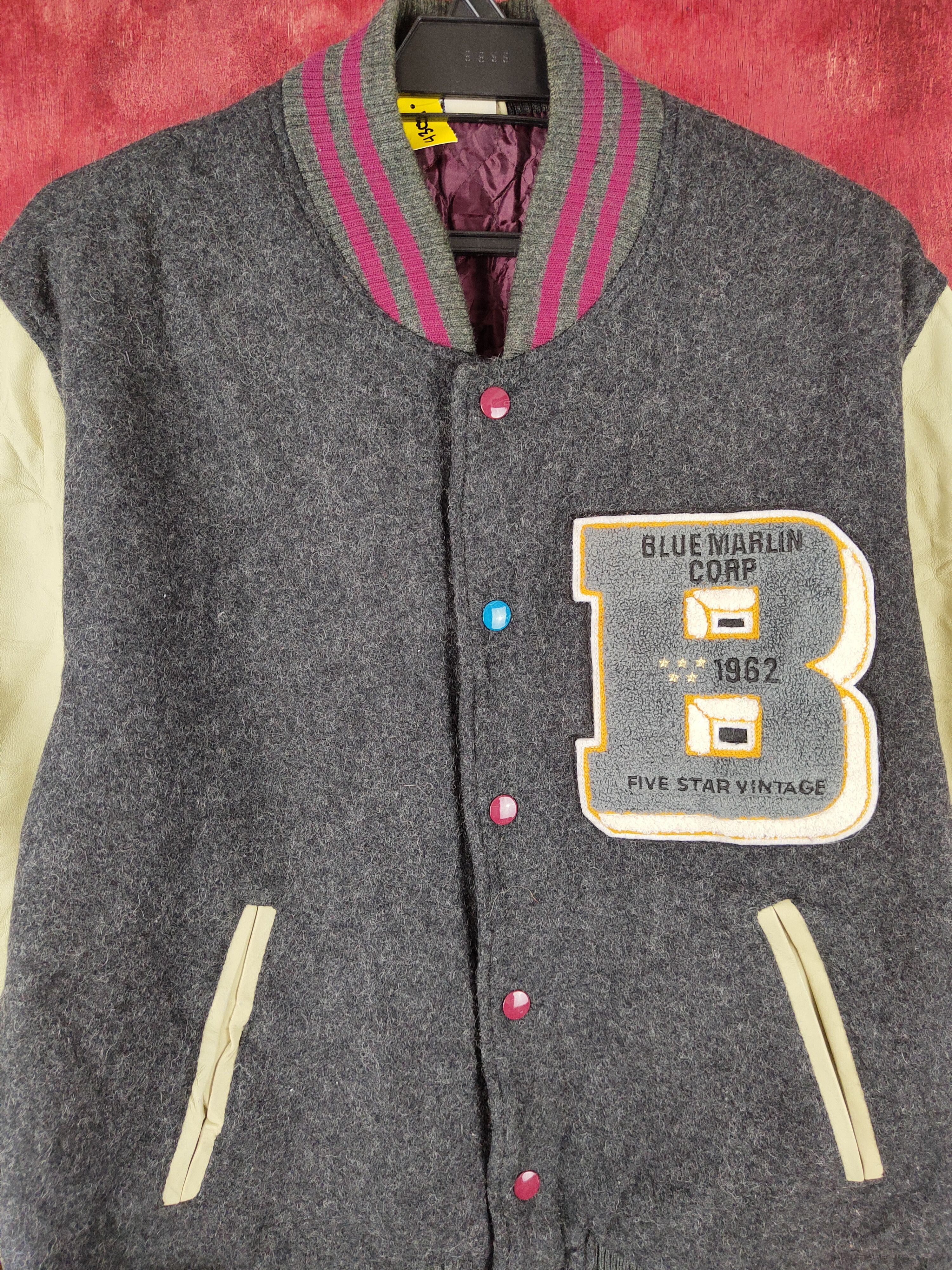 Blue Marlin DL Blue Marlin Gray varsity jacket #4301 Size US M / EU 48-50 / 2 - 2 Thumbnail
