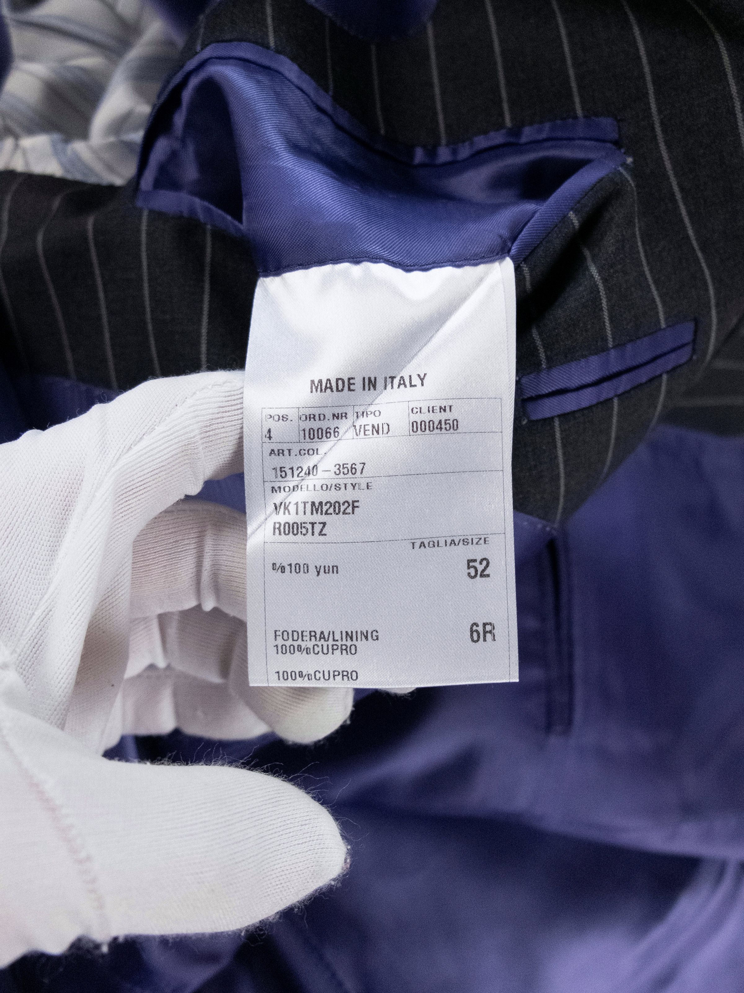 Caruso VAKKO by Caruso dark gray striped wool suit 42 US 52 IT Size 42R - 10 Thumbnail