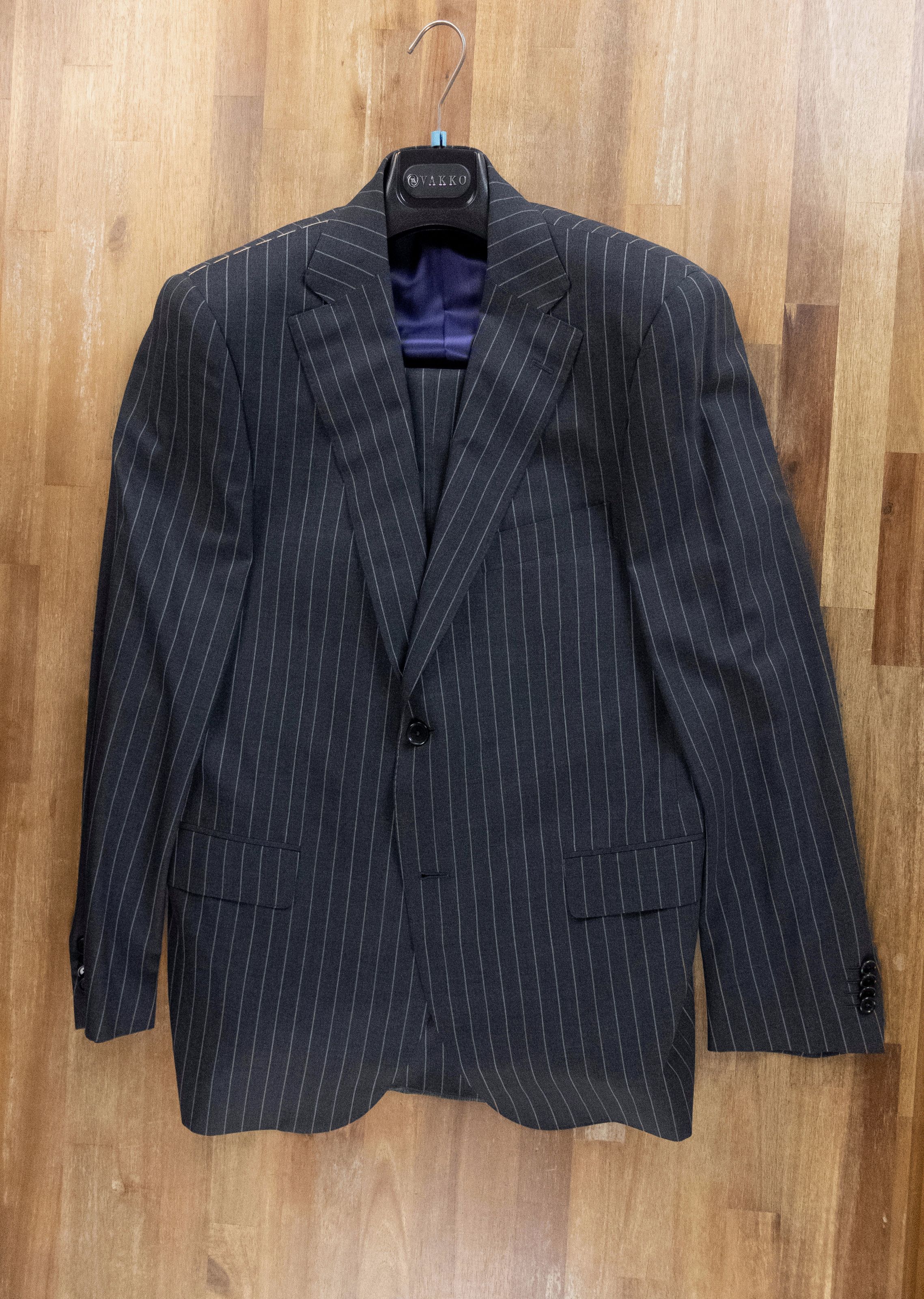 Caruso VAKKO by Caruso dark gray striped wool suit 42 US 52 IT Size 42R - 2 Thumbnail