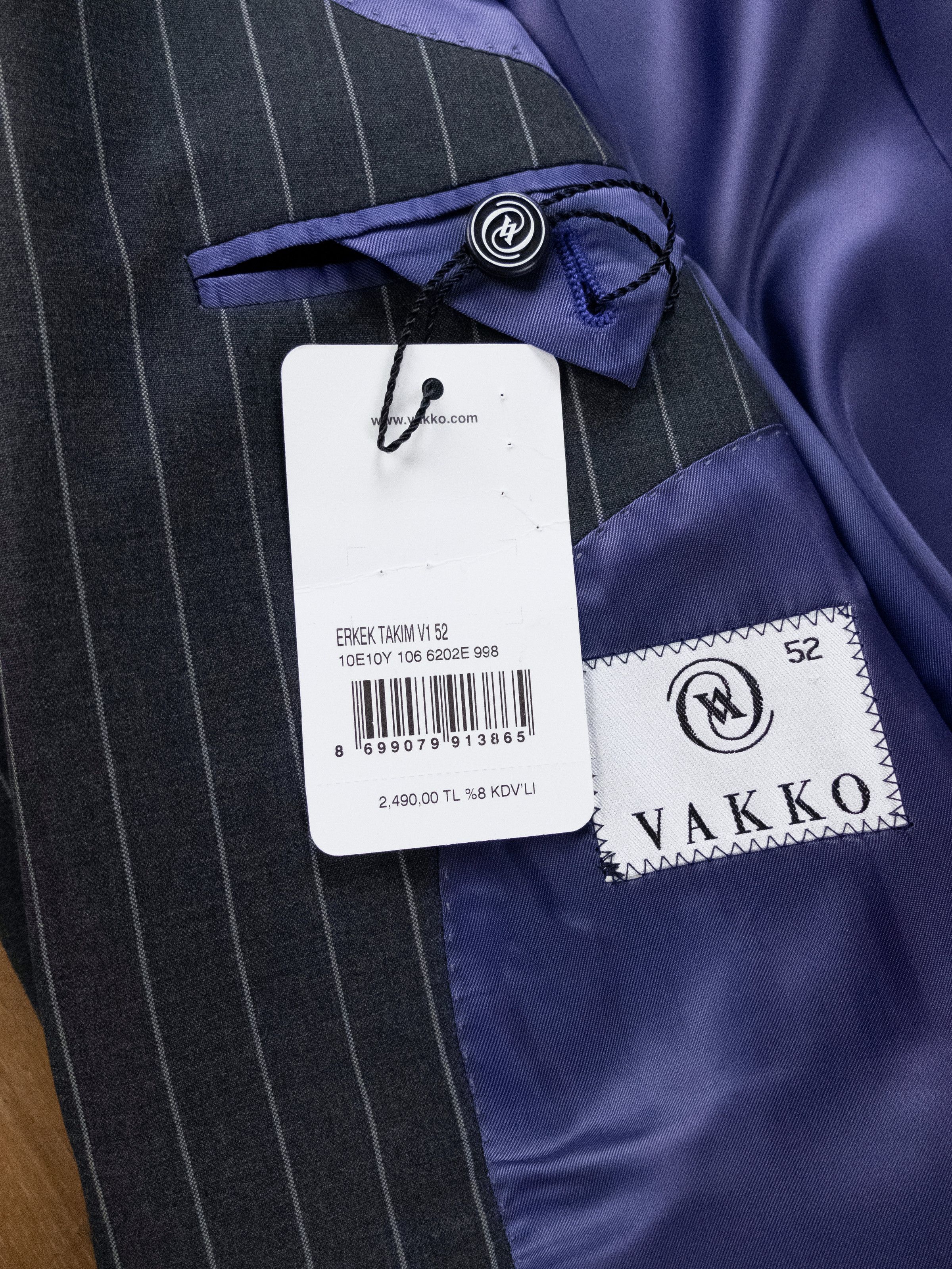 Caruso VAKKO by Caruso dark gray striped wool suit 42 US 52 IT Size 42R - 8 Thumbnail
