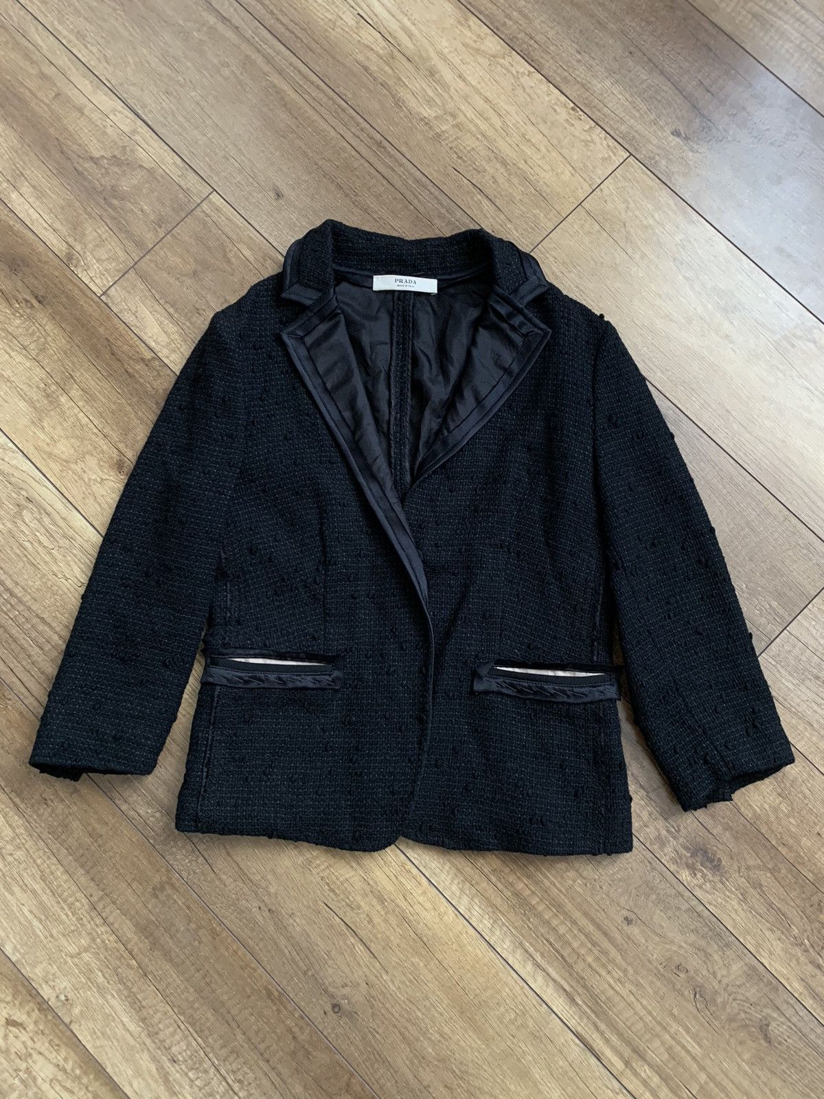 image of Prada Wool/silk Coat Blazer Jacket Womens Italy in Black (Size XS)