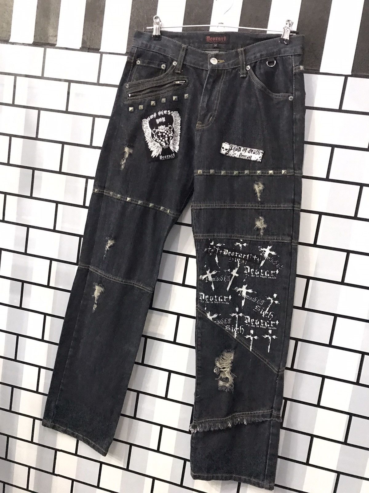 Japanese Brand × Seditionaries Deorart Japan Seditionaries Hagi Studs Cross Denim Pants Size US 30 / EU 46 - 3 Thumbnail