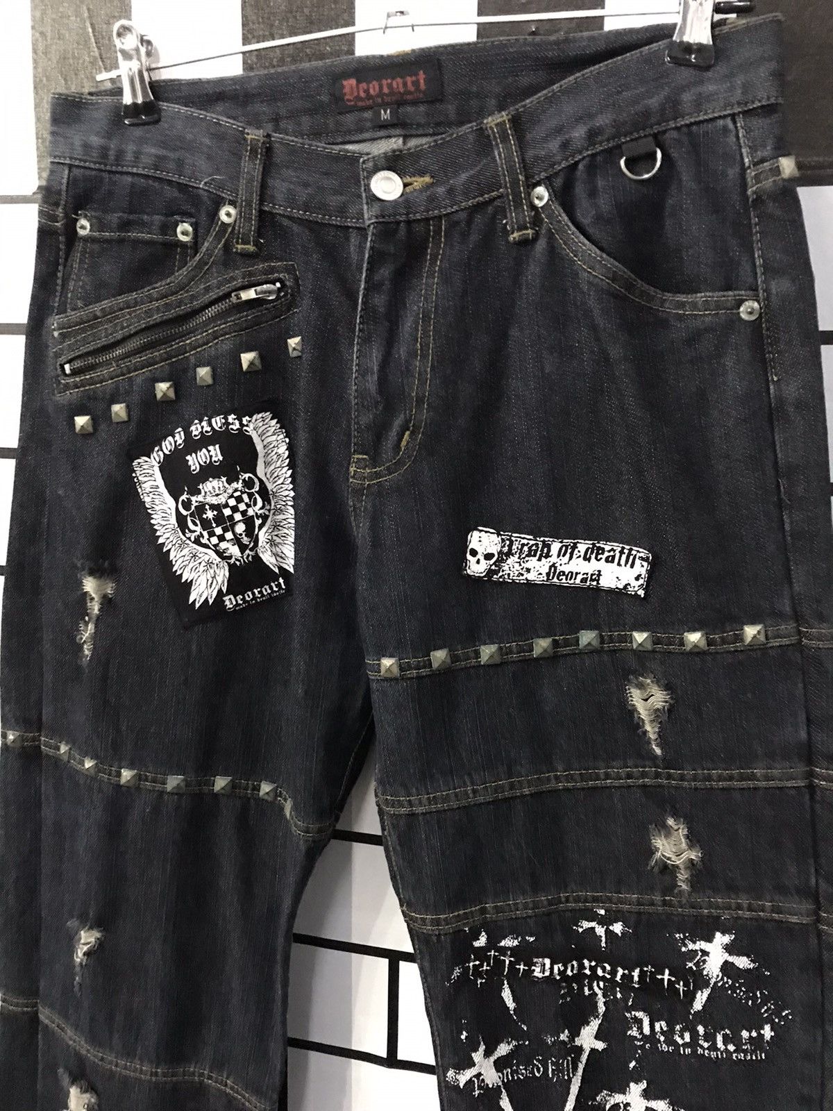 Japanese Brand × Seditionaries Deorart Japan Seditionaries Hagi Studs Cross Denim Pants Size US 30 / EU 46 - 5 Thumbnail