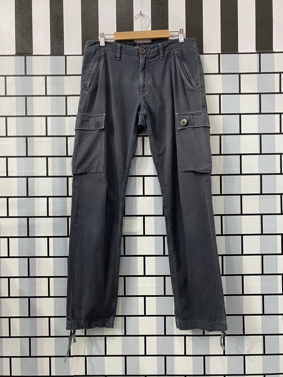 Johnbull × Vintage Vintage Johnbull Cargo Trousers Faded Blue Drawstring Pants Size US 32 / EU 48 - 1 Thumbnail