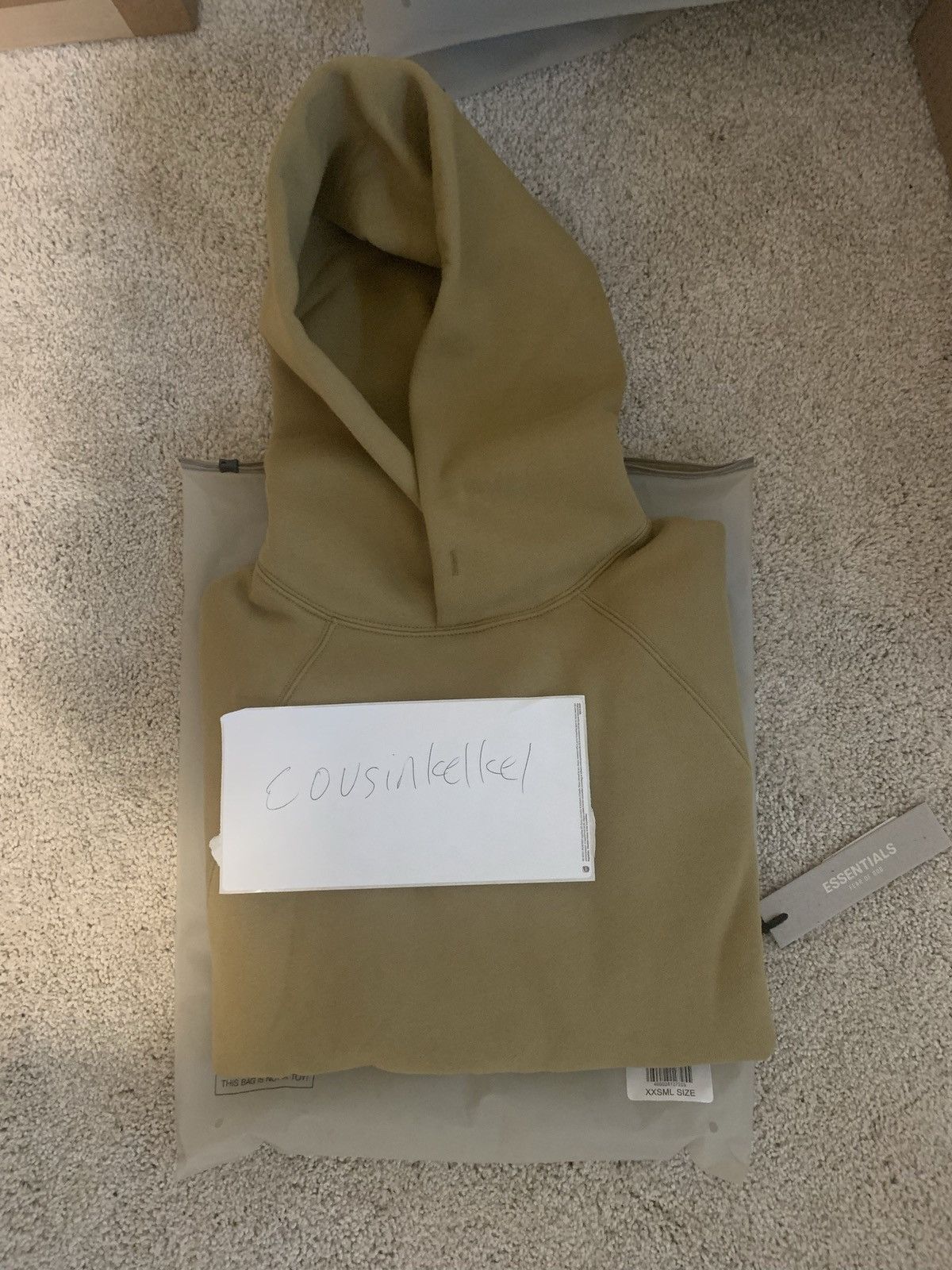 Image of Fear Of God x Fog Essentials Hoodie Amber Size Xxl, Men's