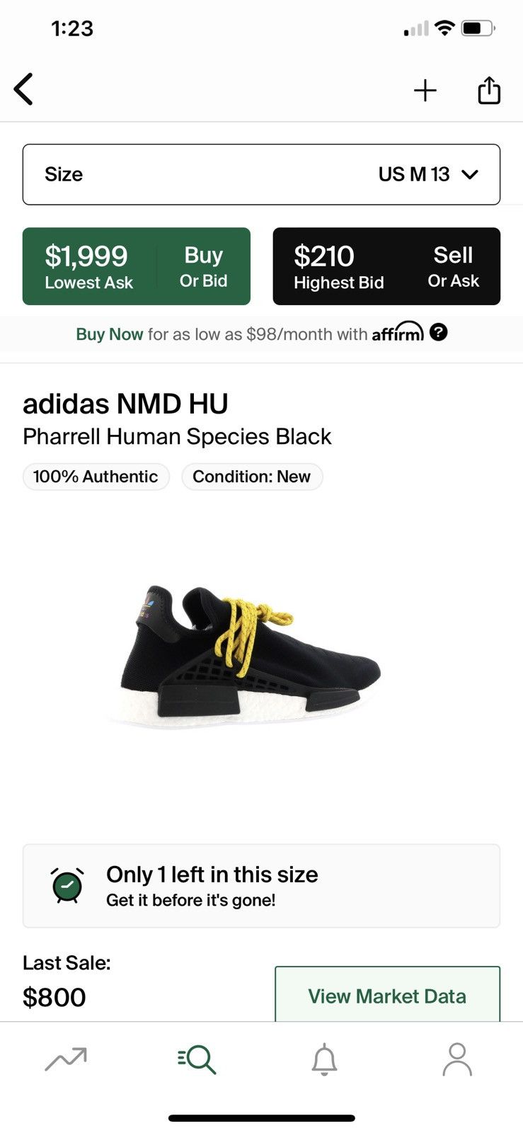 Adidas × Pharrell Pharrell x NMD Human Race Black 2016 Size US 13 / EU 46 - 12 Thumbnail