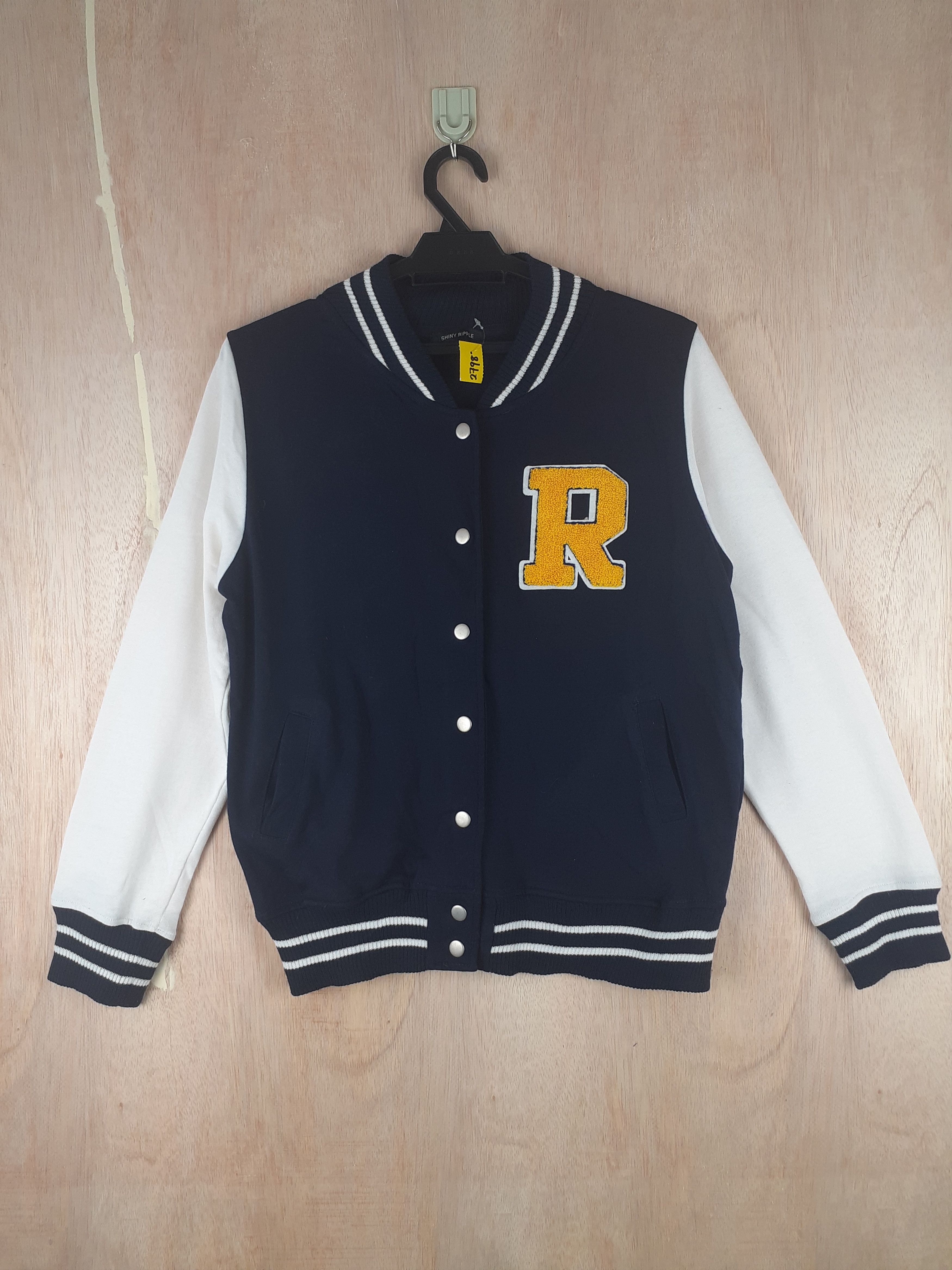 Japanese Brand Shiny Ripple blue/white sweaters varsity #2798 Size M / US 6-8 / IT 42-44 - 1 Thumbnail