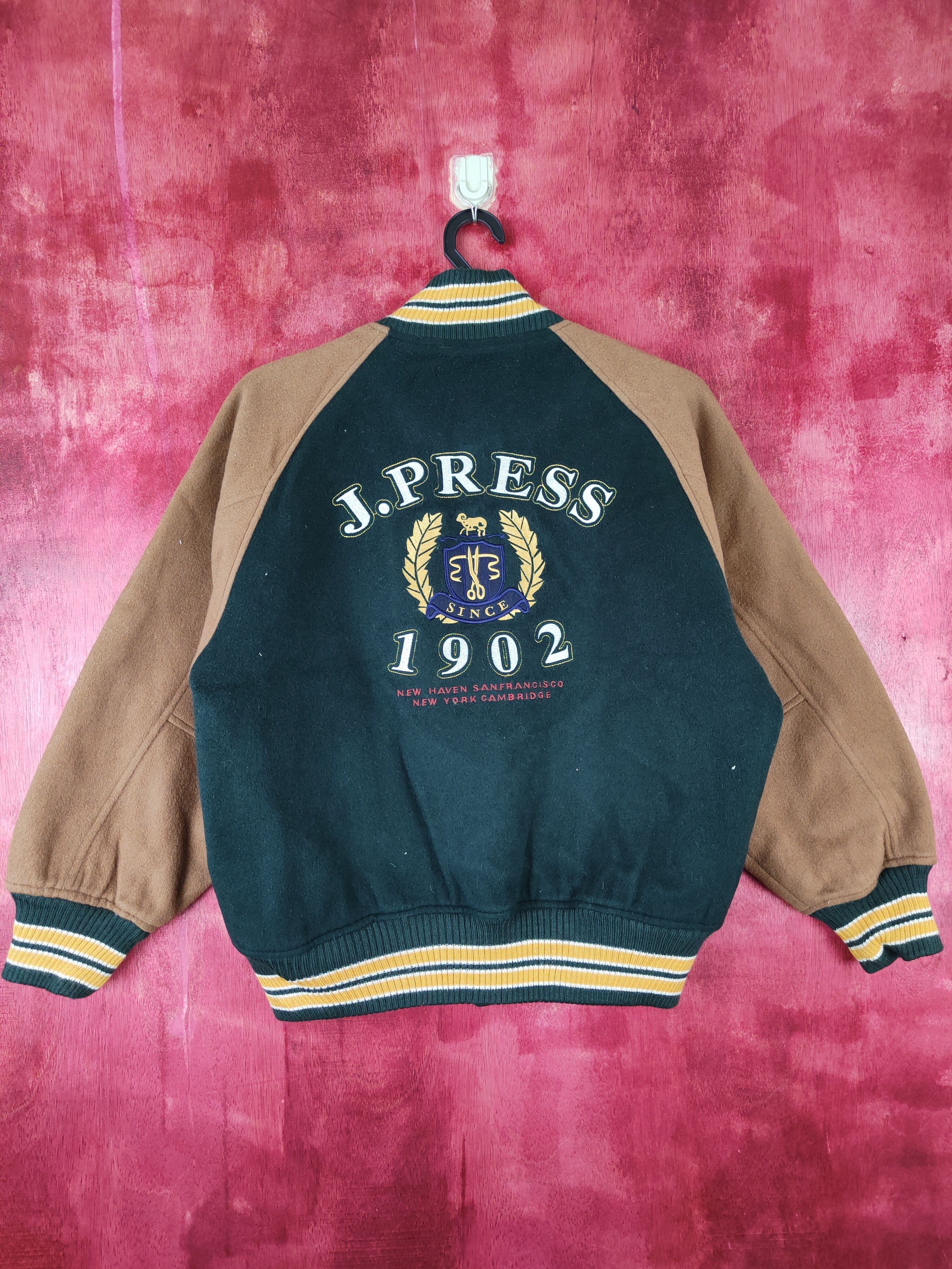 image of J Press x Varsity J.press Green/brown Varsity Jacket 5178, Men's (Size Small)