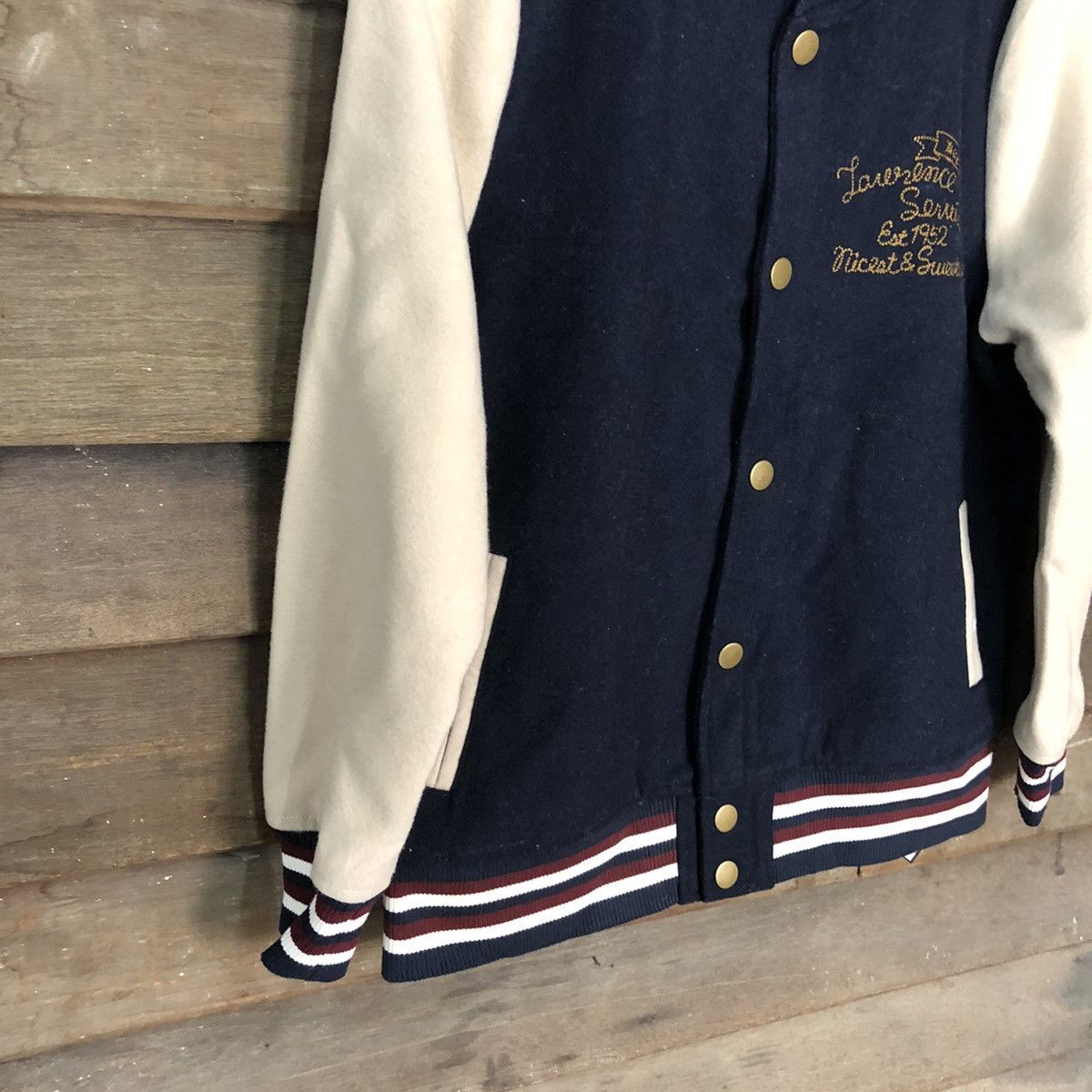 Japanese Brand Emogo Dark Blue Varsity Jacket #4714 Size M / US 6-8 / IT 42-44 - 4 Thumbnail
