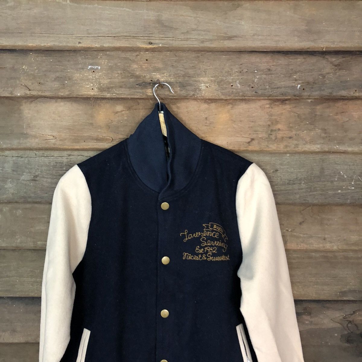 Japanese Brand Emogo Dark Blue Varsity Jacket #4714 Size M / US 6-8 / IT 42-44 - 2 Thumbnail