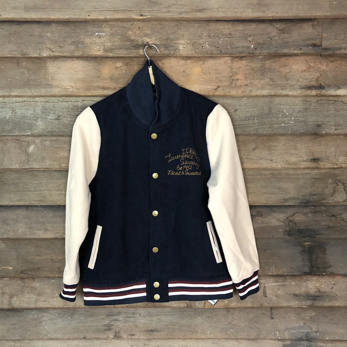 Japanese Brand Emogo Dark Blue Varsity Jacket #4714 Size M / US 6-8 / IT 42-44 - 1 Thumbnail