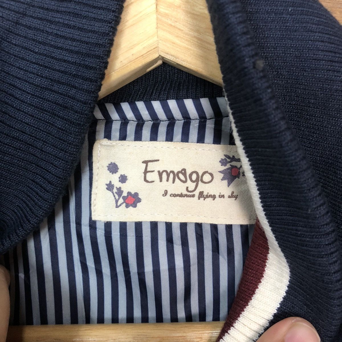 Japanese Brand Emogo Dark Blue Varsity Jacket #4714 Size M / US 6-8 / IT 42-44 - 7 Thumbnail