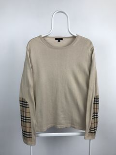 Burberry gray women sweater with elbow patch nova check S sz