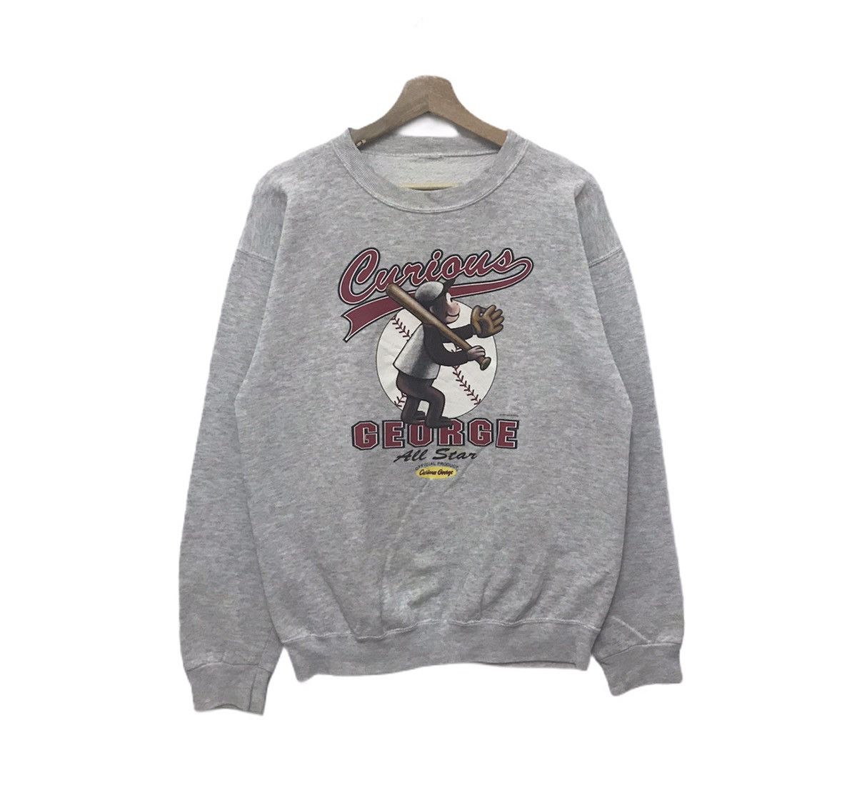Japanese Brand × Vintage Vintage Curious George Monkey Baseball Sweatshirt Size US M / EU 48-50 / 2 - 1 Thumbnail