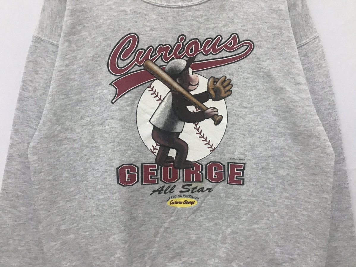 Japanese Brand × Vintage Vintage Curious George Monkey Baseball Sweatshirt Size US M / EU 48-50 / 2 - 2 Thumbnail