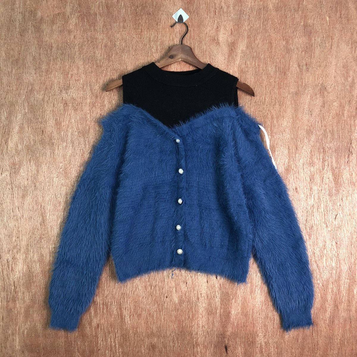 image of Homespun Knitwear Cecil Mc Bee Blue Mohair Knitwear, Men's (Size Medium)