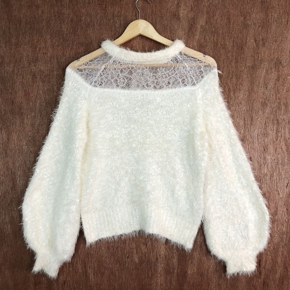 Aran Isles Knitwear × Homespun Knitwear × Japanese Brand Nice Claup White Mohair Shag Shaggy Knitwear Size US M / EU 48-50 / 2 - 3 Thumbnail
