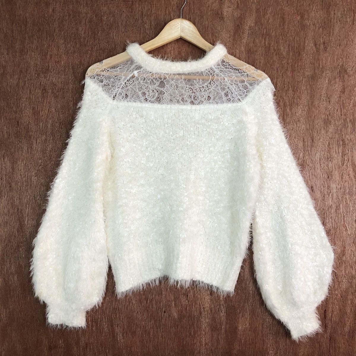 Aran Isles Knitwear × Homespun Knitwear × Japanese Brand Nice Claup White Mohair Shag Shaggy Knitwear Size US M / EU 48-50 / 2 - 9 Thumbnail
