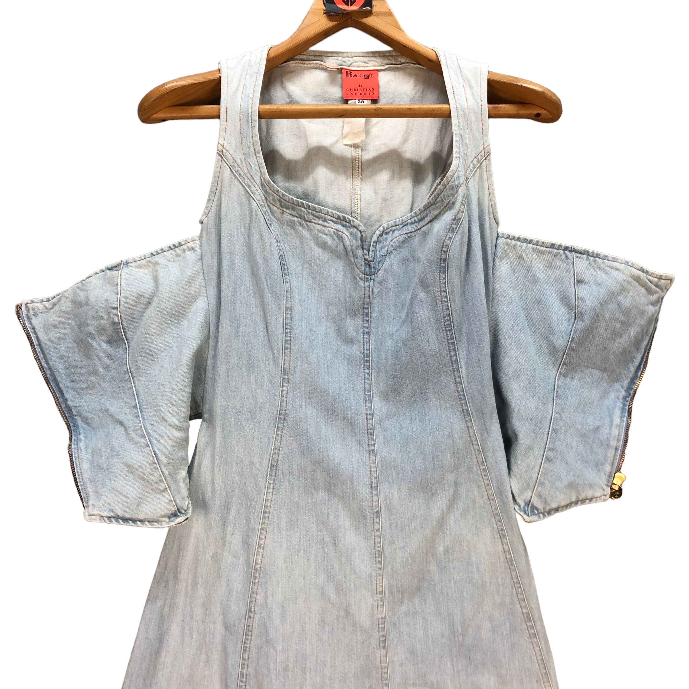 Christian Lacroix BAZAR DE CHRISTIAN LACROIX LIGHT WASH DENIM DRESS #7146-112 Size S / US 4 / IT 40 - 4 Thumbnail