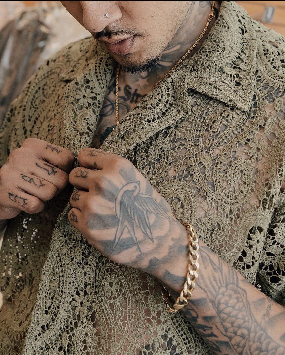Japanese Brand × Vintage Paisley Button Up Shirt XL Olive Size US XL / EU 56 / 4 - 3 Thumbnail