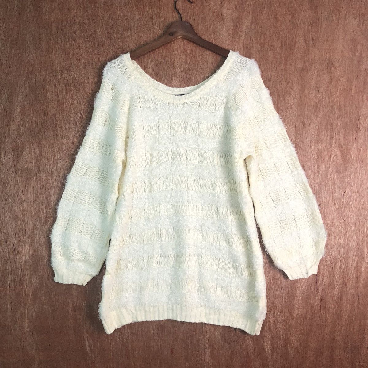 Japanese Brand Cecil Mc Bee Cream Mohair Shag Shaggy Knitwear Size US M / EU 48-50 / 2 - 1 Thumbnail