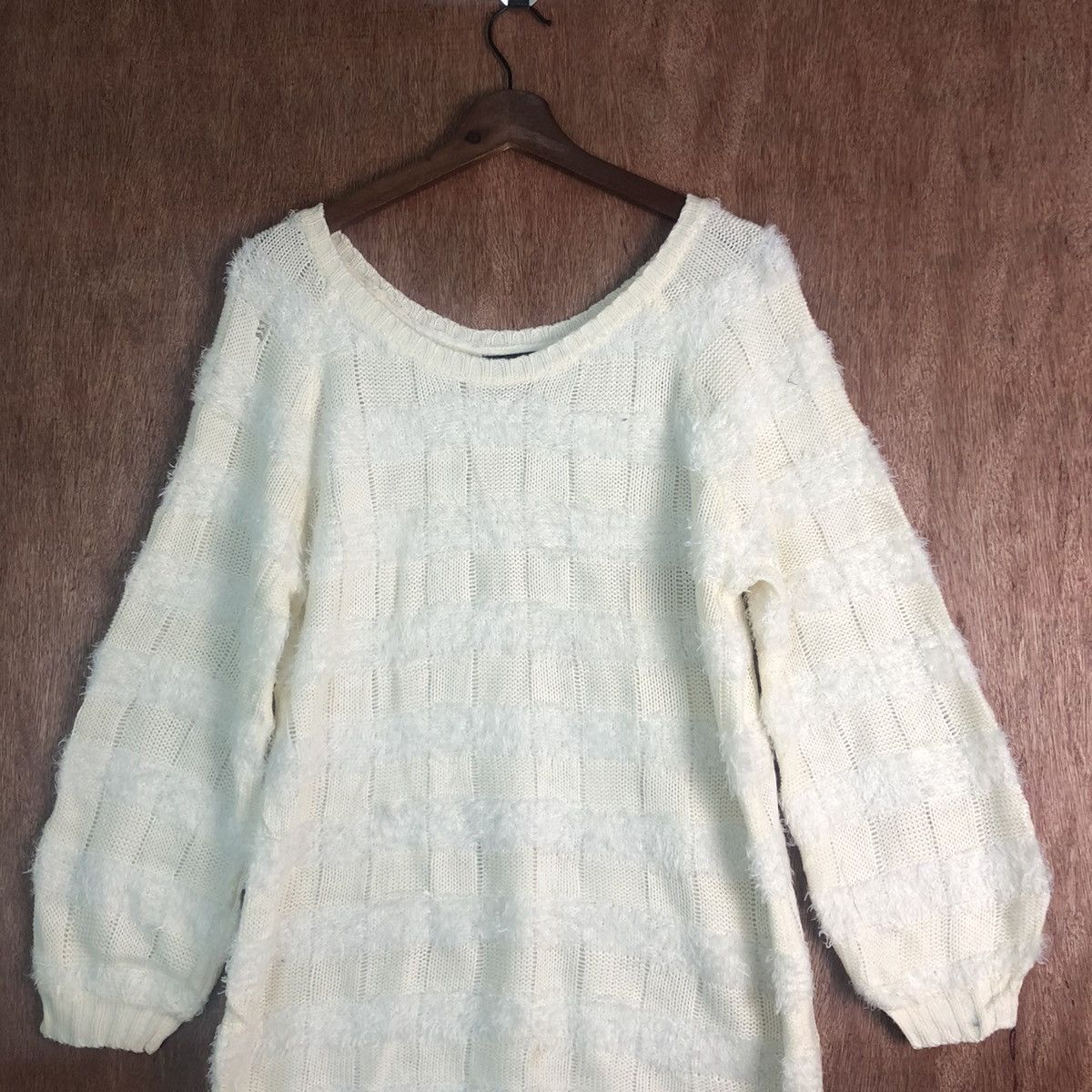 Japanese Brand Cecil Mc Bee Cream Mohair Shag Shaggy Knitwear Size US M / EU 48-50 / 2 - 2 Thumbnail