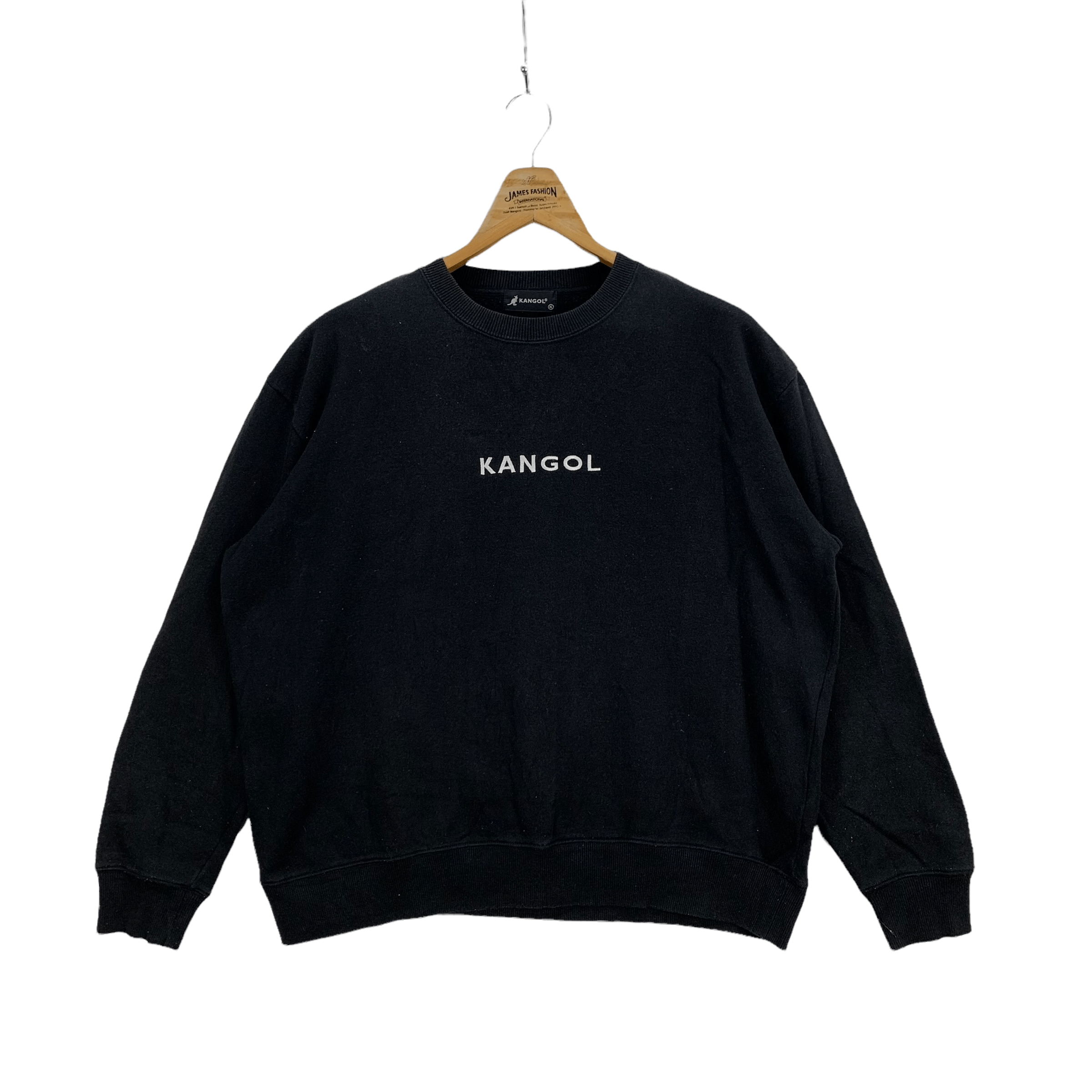 image of Kangol Big Logo Crewneck Sweatshirts 4006-139 in Black, Men's (Size XL)