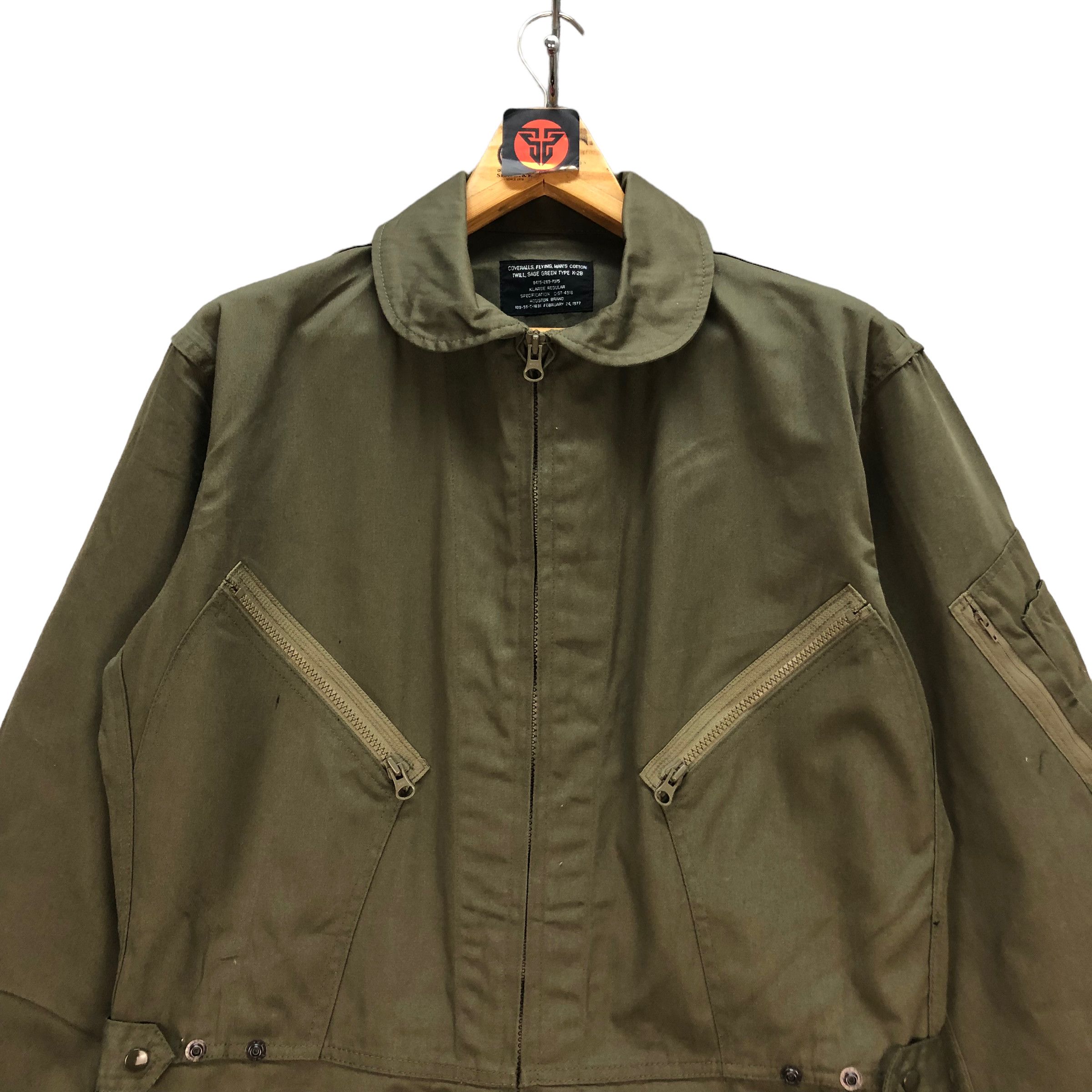 Japanese Brand HOUSTON COVERALLS SAGE GREEN TYPE K-2B #7130-111 Size US 39 - 2 Thumbnail