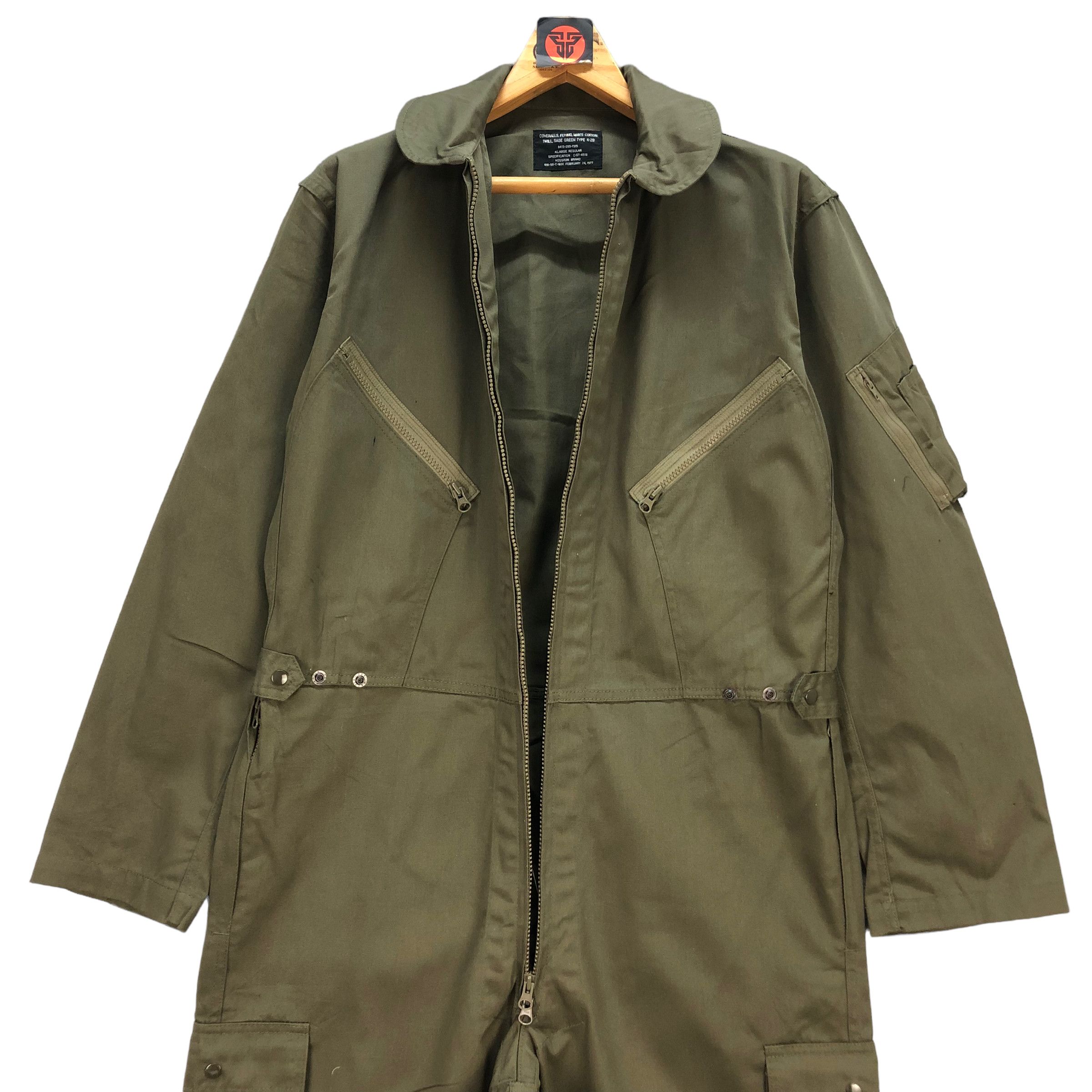 Japanese Brand HOUSTON COVERALLS SAGE GREEN TYPE K-2B #7130-111 Size US 39 - 8 Thumbnail