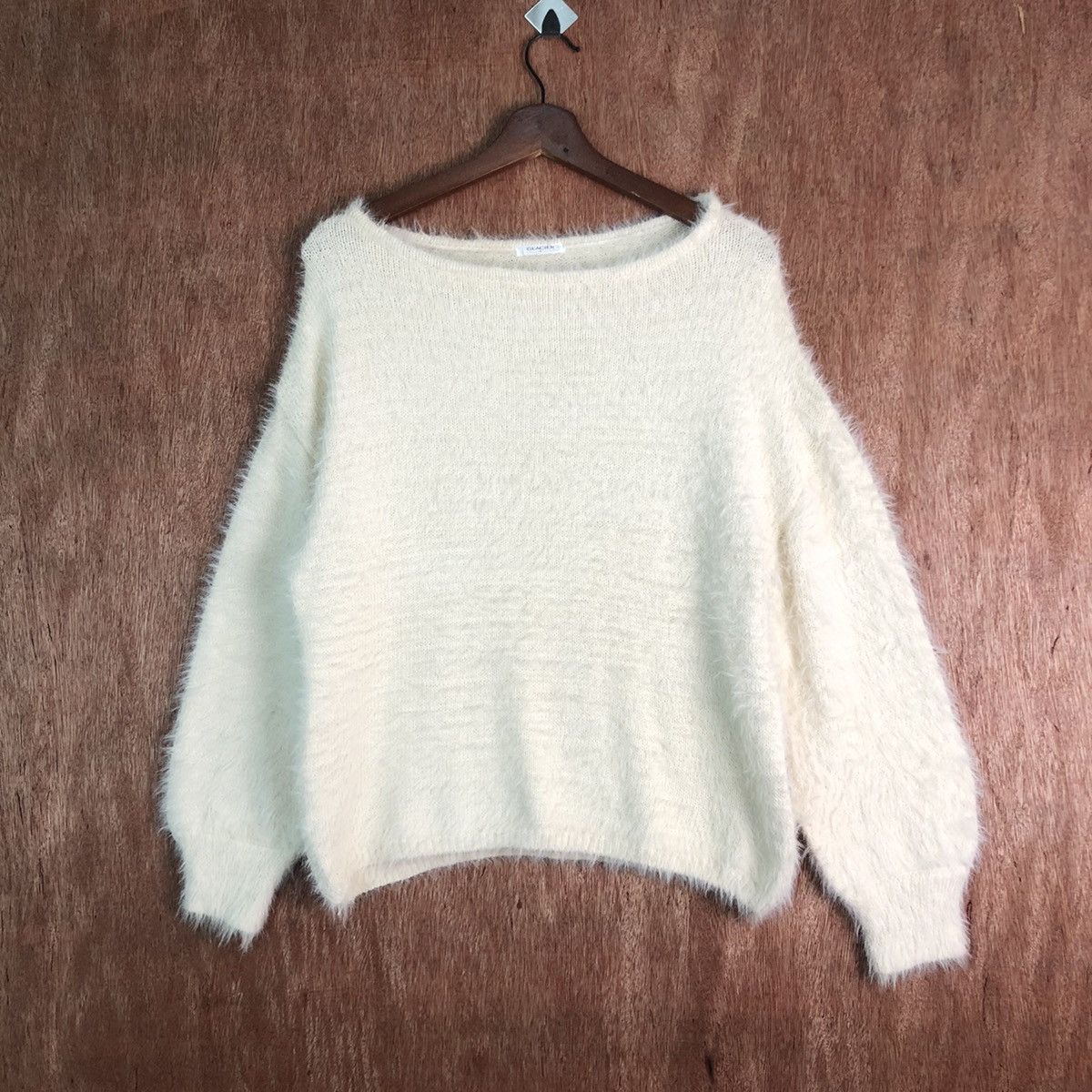 image of Homespun Knitwear Japan Glacier White Mohair Shag Shaggy Knitwear in Cream, Men's (Size Large)