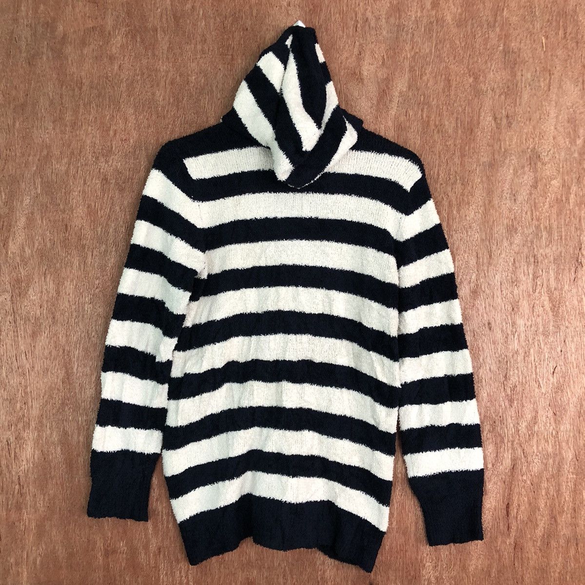 Homespun Knitwear × Japanese Brand Japanese Stripes Blue White Mohair Knit Sweater Hoodie Size US M / EU 48-50 / 2 - 10 Thumbnail