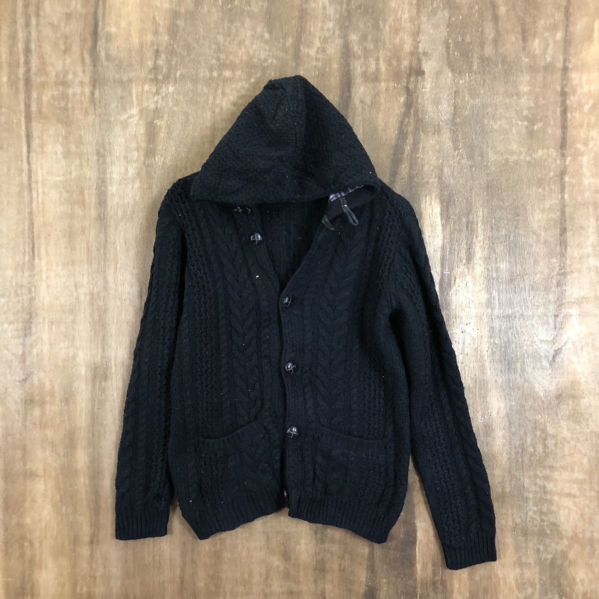 image of Aran Isles Knitwear x Coloured Cable Knit Sweater Tk Black Hoodies Cardigan Knitwear Hoodies 066 (S