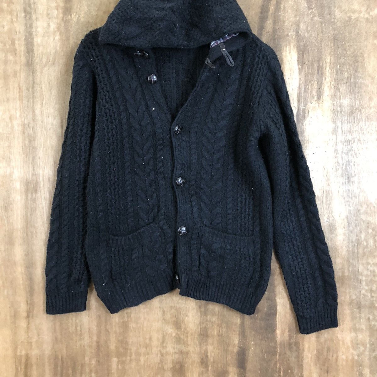 Aran Isles Knitwear × Takeo Kikuchi TK Black Hoodies Cardigan Knitwear Hoodies #066 Size US M / EU 48-50 / 2 - 3 Thumbnail