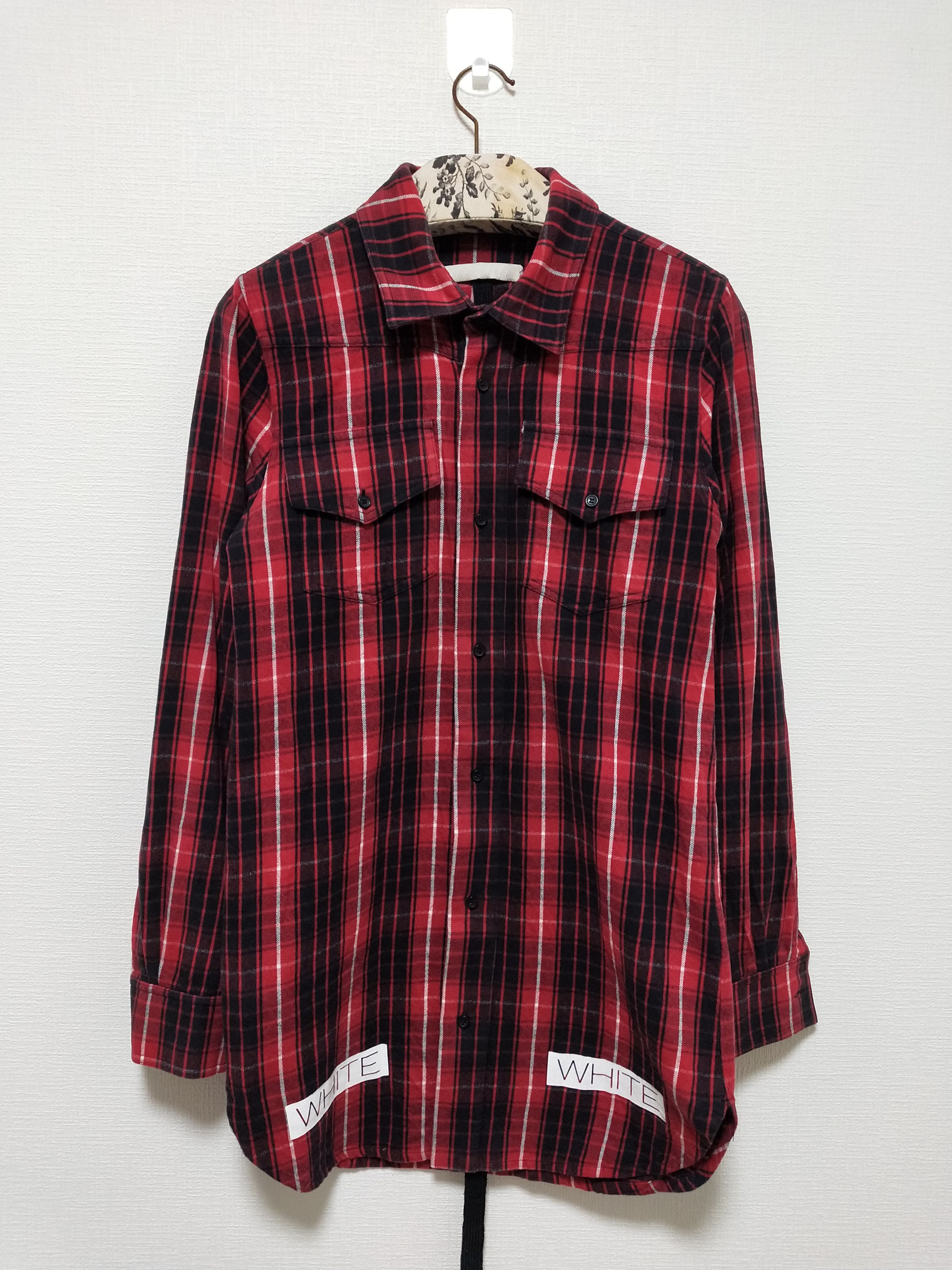 image of Off White Diagonals Check Shirt in Red, Men's (Size XS)