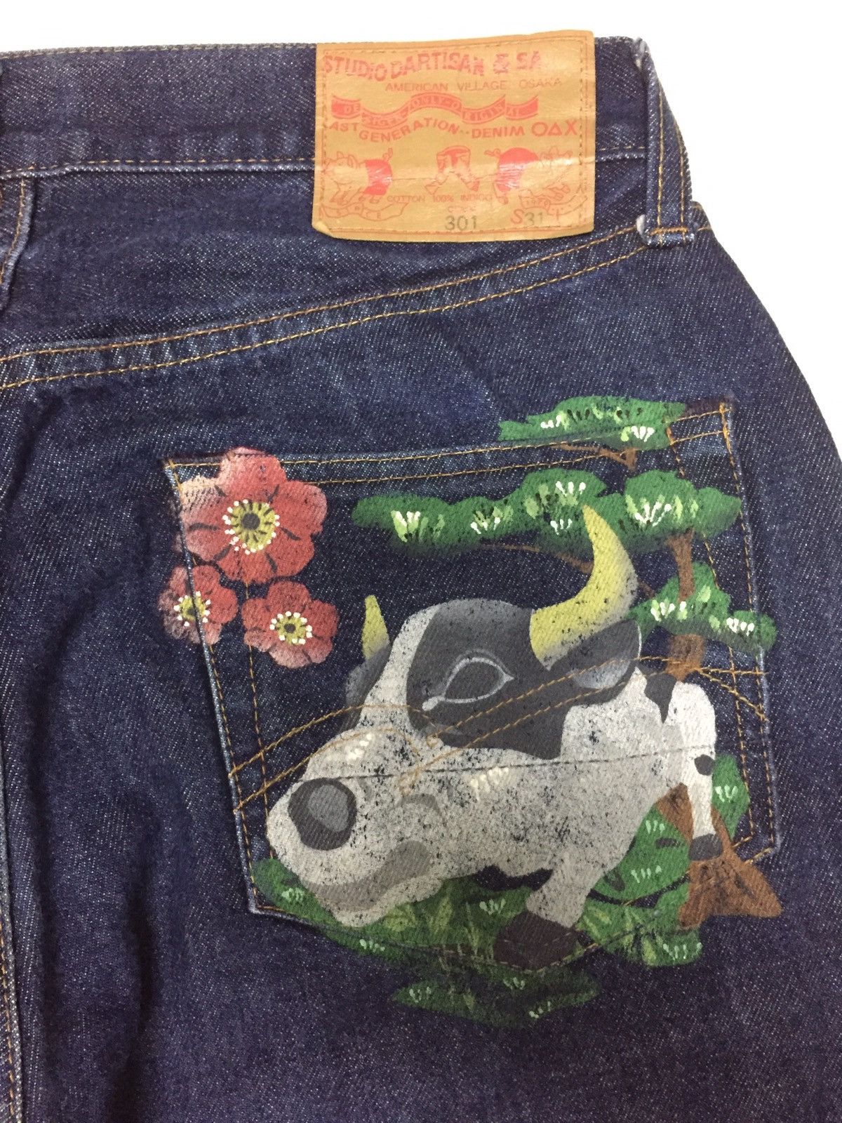 Japanese Brand × Studio D'Artisan Studio d Artisan Rare Denime Japanese Mural Art Size US 31 - 4 Thumbnail