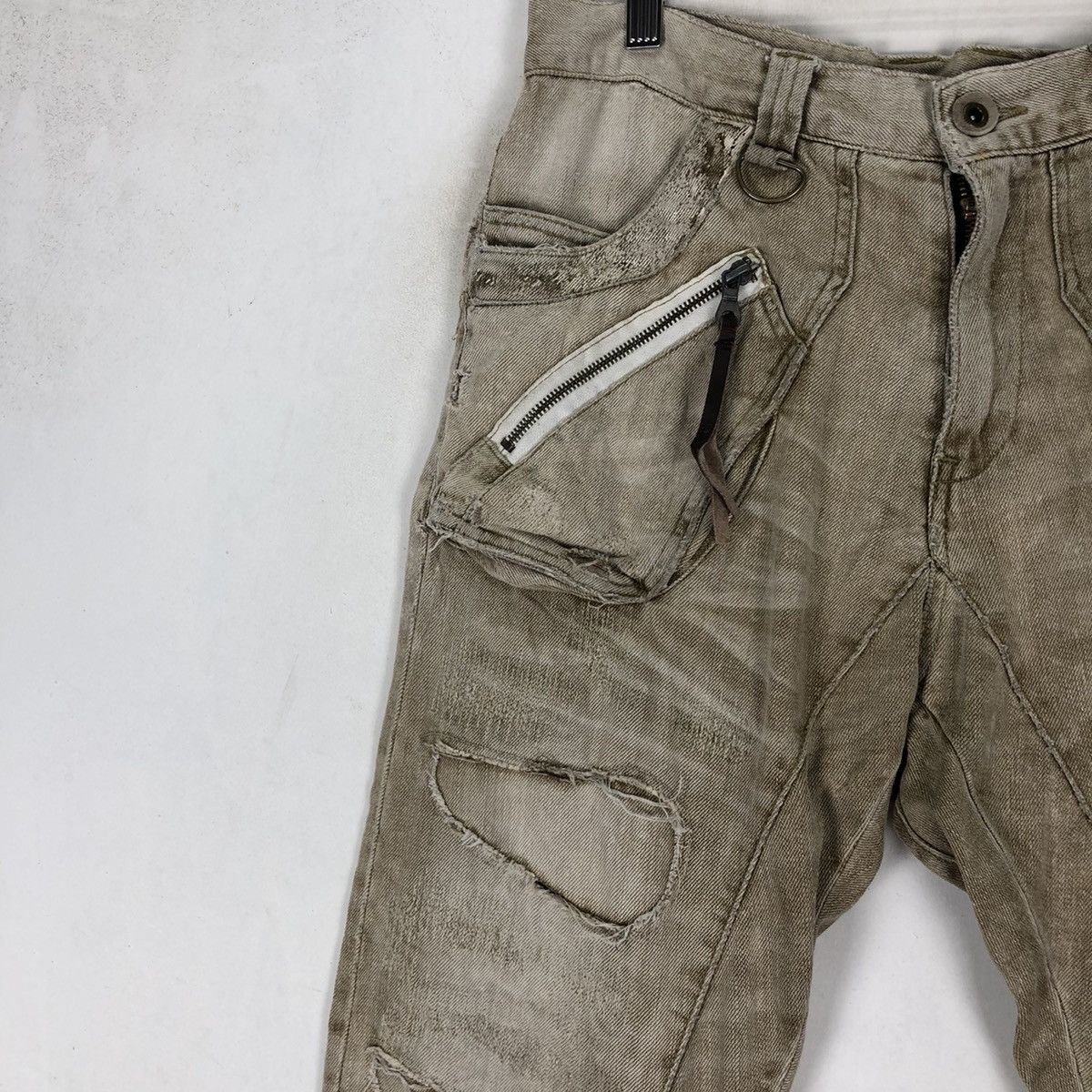 Japanese Brand PPFM TAN DISTRESSED DENIM MULTI POCKET Size US 32 / EU 48 - 7 Thumbnail