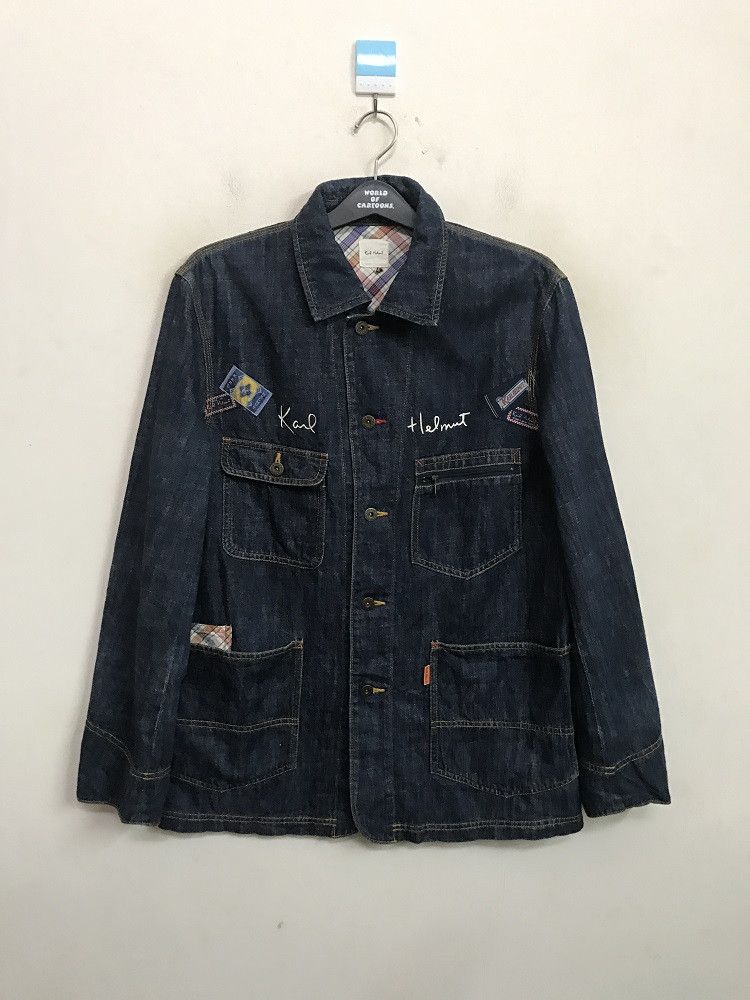 Karl Helmut × Pink House Old KARL HELMUT Japan Spell Out Patches Denim Chore Jacket Size US L / EU 52-54 / 3 - 5 Thumbnail