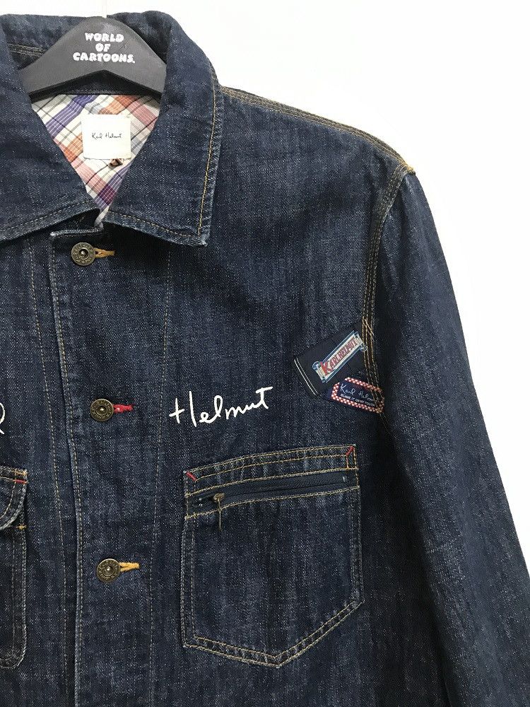 Karl Helmut × Pink House Old KARL HELMUT Japan Spell Out Patches Denim Chore Jacket Size US L / EU 52-54 / 3 - 7 Thumbnail