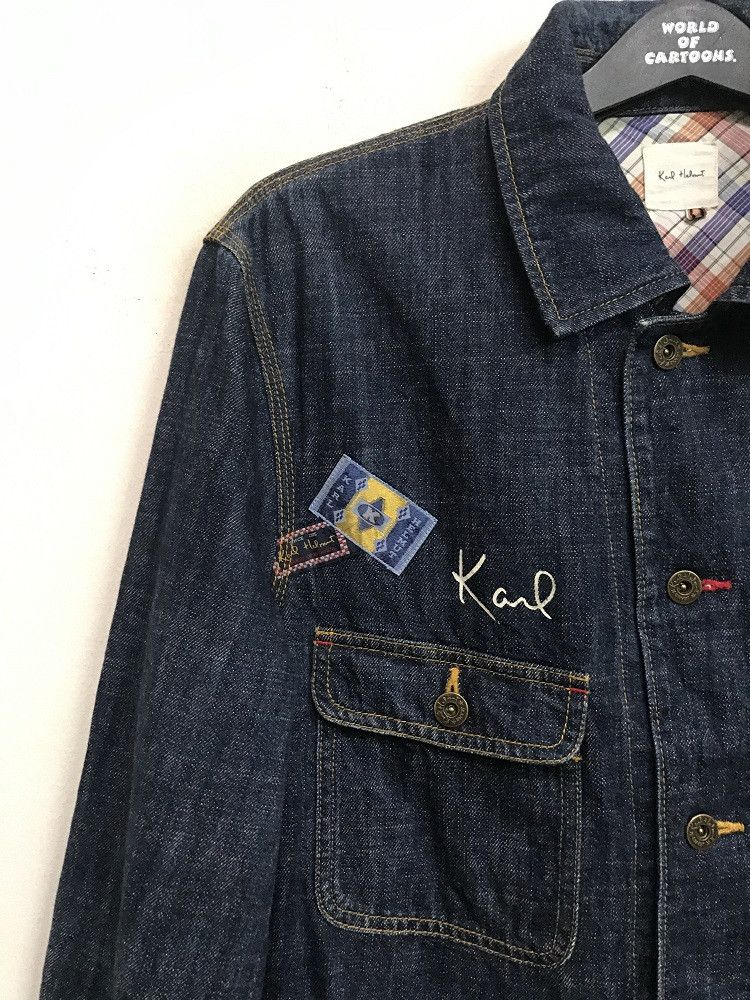 Karl Helmut × Pink House Old KARL HELMUT Japan Spell Out Patches Denim Chore Jacket Size US L / EU 52-54 / 3 - 6 Thumbnail