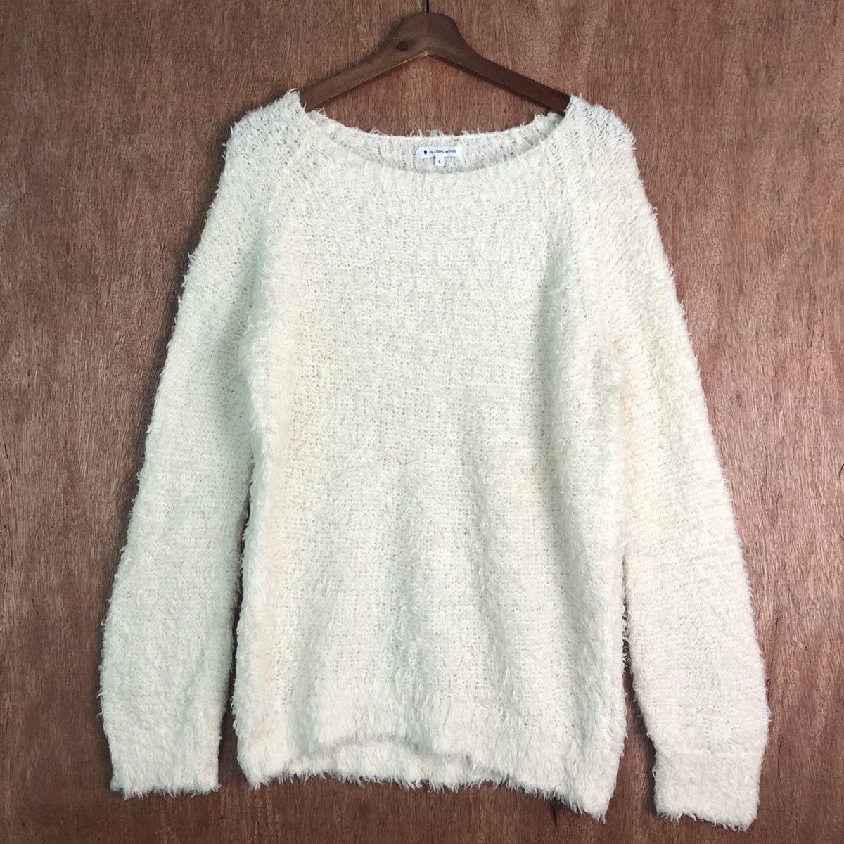 Global Work × Homespun Knitwear × Japanese Brand Global Work Cream Mohair Shag Shaggy KNitwear Size US L / EU 52-54 / 3 - 3 Thumbnail