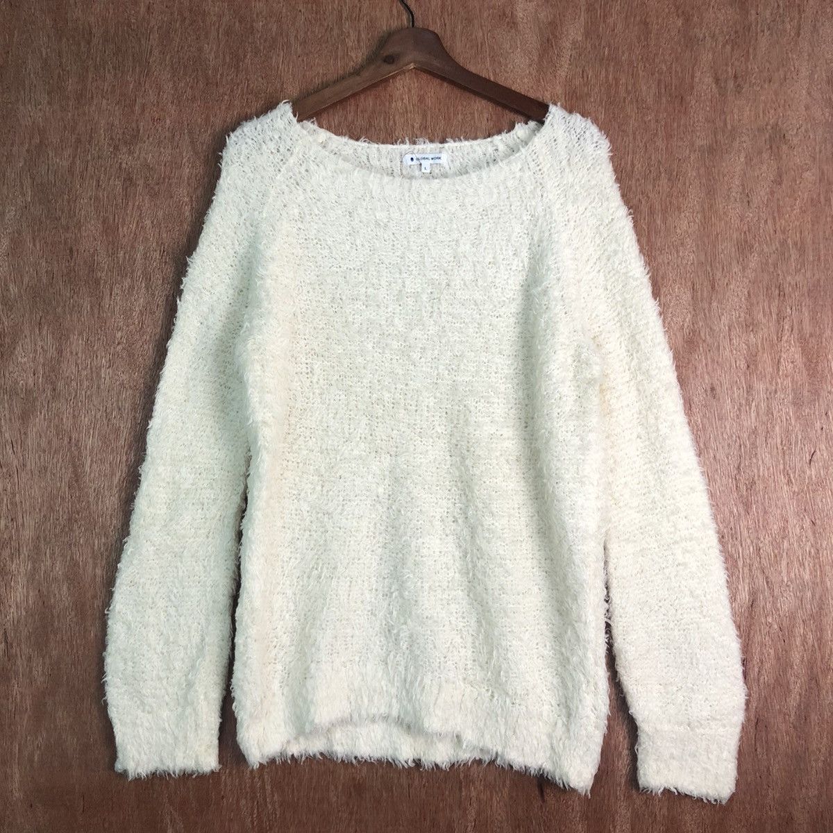 Global Work × Homespun Knitwear × Japanese Brand Global Work Cream Mohair Shag Shaggy KNitwear Size US L / EU 52-54 / 3 - 1 Thumbnail