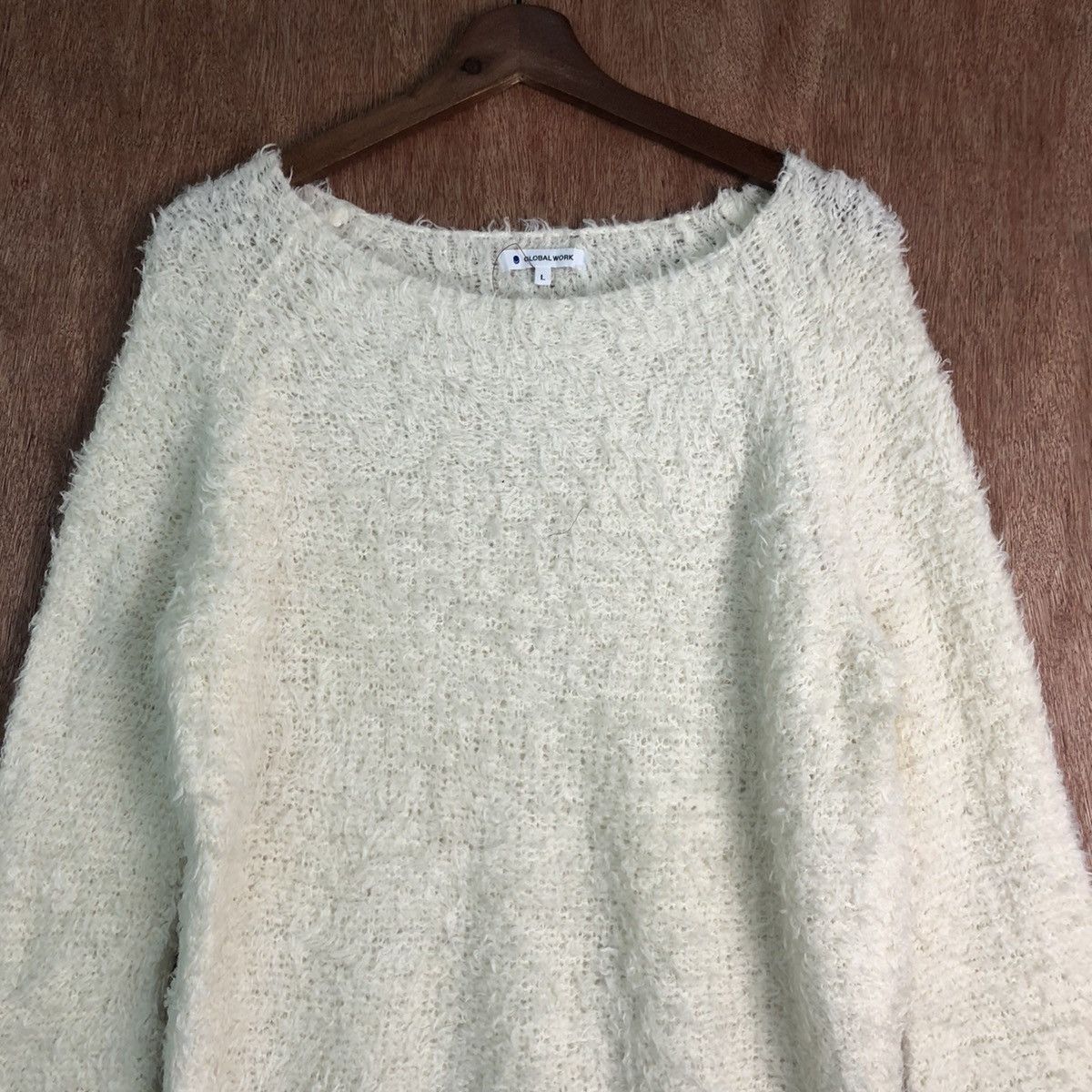 Global Work × Homespun Knitwear × Japanese Brand Global Work Cream Mohair Shag Shaggy KNitwear Size US L / EU 52-54 / 3 - 2 Thumbnail