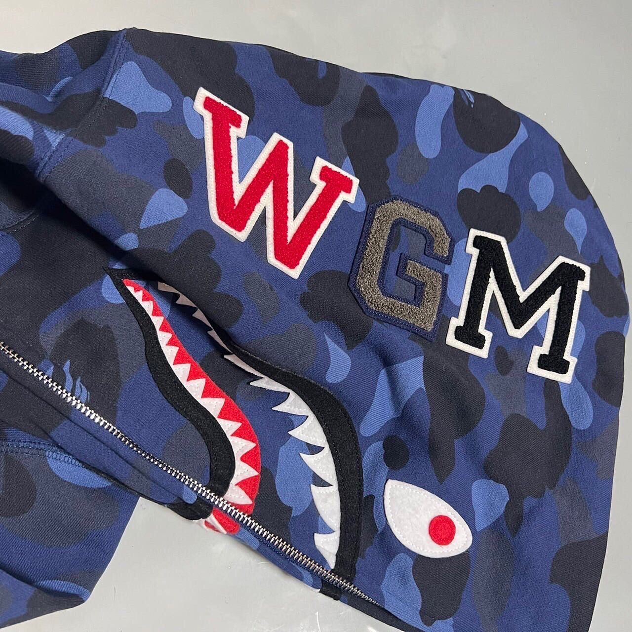 Bape BAPE shark full zip hoodie blue camo Size US XXL / EU 58 / 5 - 5 Thumbnail