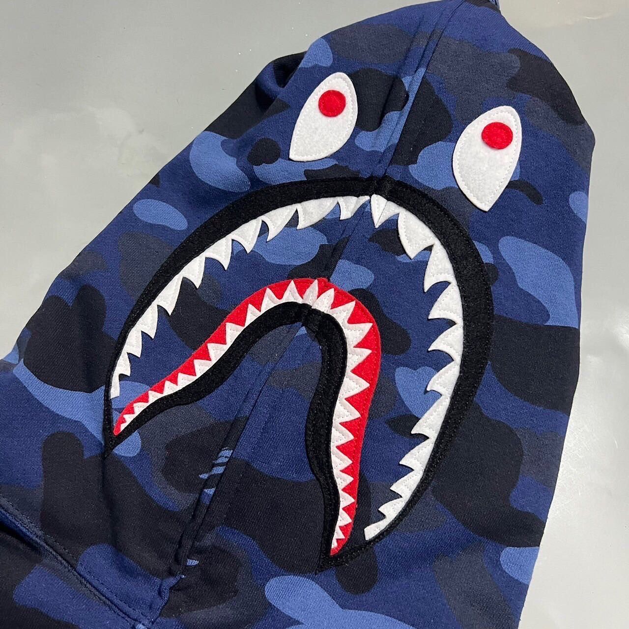 Bape BAPE shark full zip hoodie blue camo Size US XXL / EU 58 / 5 - 3 Thumbnail