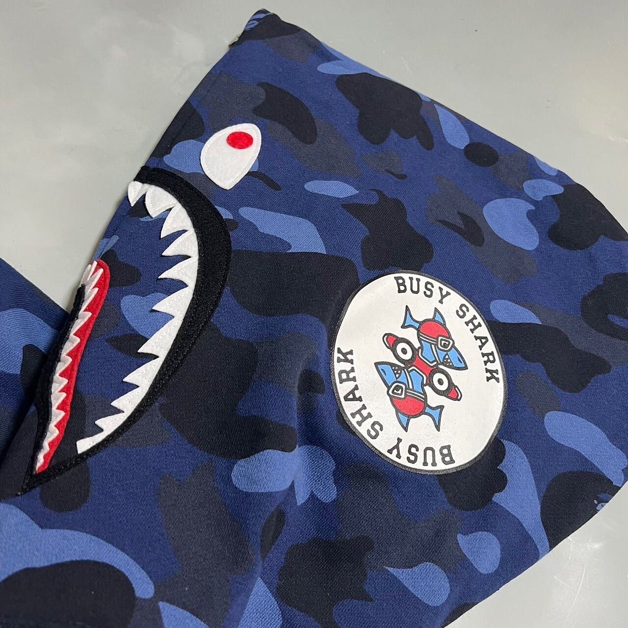 Bape BAPE shark full zip hoodie blue camo Size US XXL / EU 58 / 5 - 4 Thumbnail